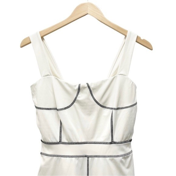WeWoreWhat Corset Bodysuit Ivory With Black Contrast Stitch Women’s Size Medium - Picture 6 of 12